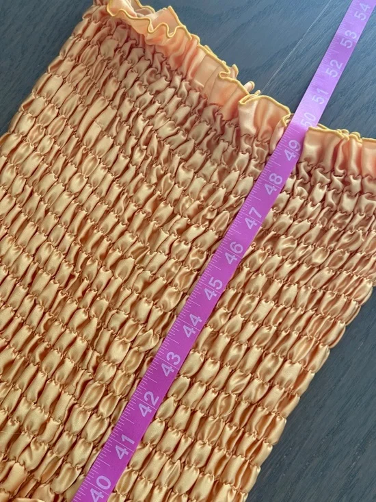 L'IDEE MAYA Yellow Gold Strapless Pleated Maxi Dress Stretch - US 8 - Picture 8 of 9